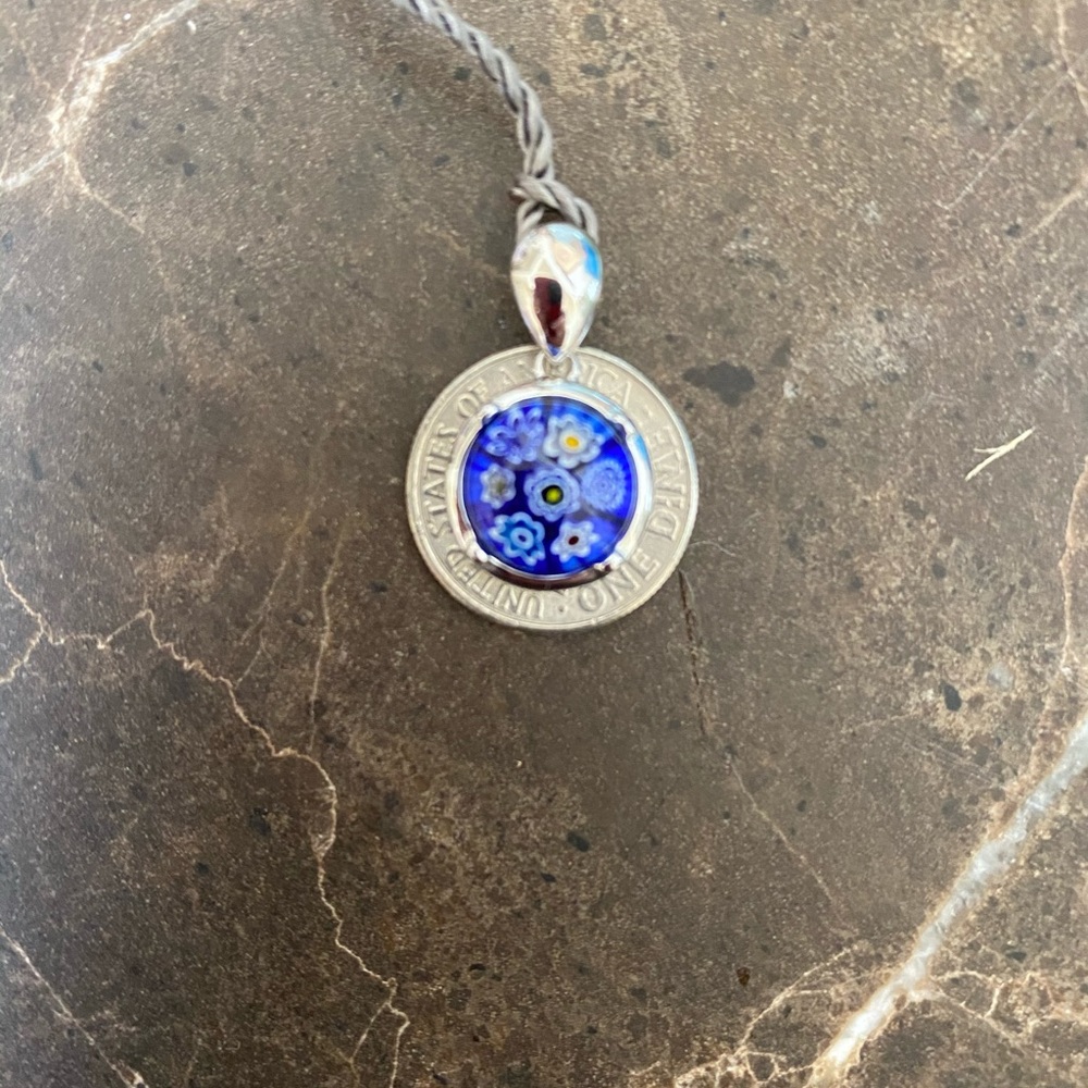 🆕Murano Millefiori Italian glass silver pendant. - Picture 6 of 10